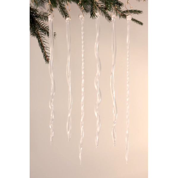 Frosted Glow in the Dark Glass Icicles Set
