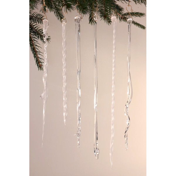 Frosted Glow with Clear Glass Icicles Set